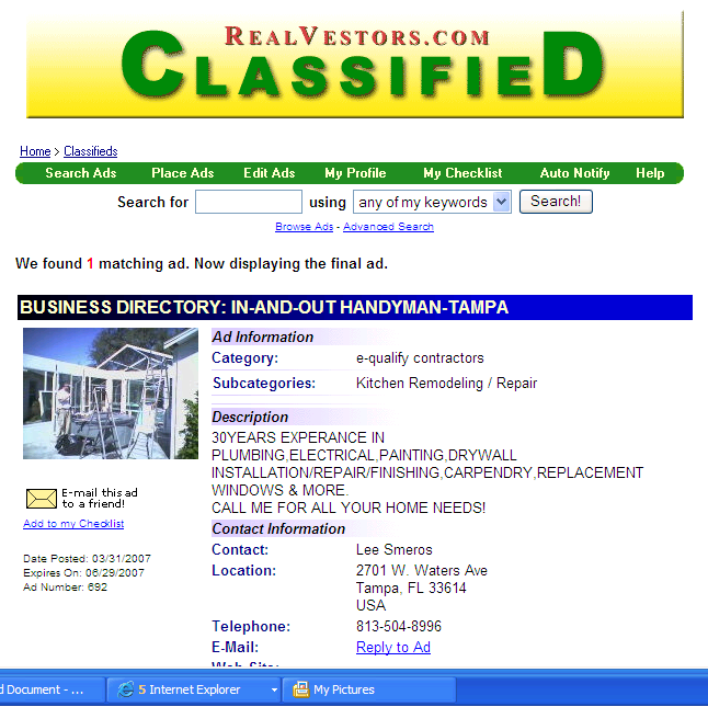 free classified ad